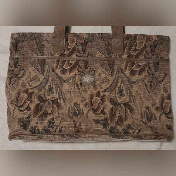 Diane Von Furstenburg Vintage 80s Floral Tapestry Tote Weekend Shoulder Bag - Picture 2 of 16